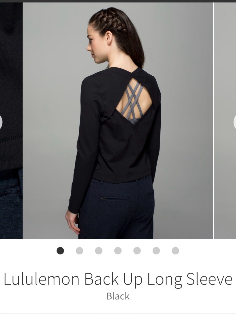 Lululemon Back Up Long Sleeve Pullover Shirt Open Back Black Size 6